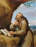 Saint Fran�ois d'Assise en oraison devant un crucifix